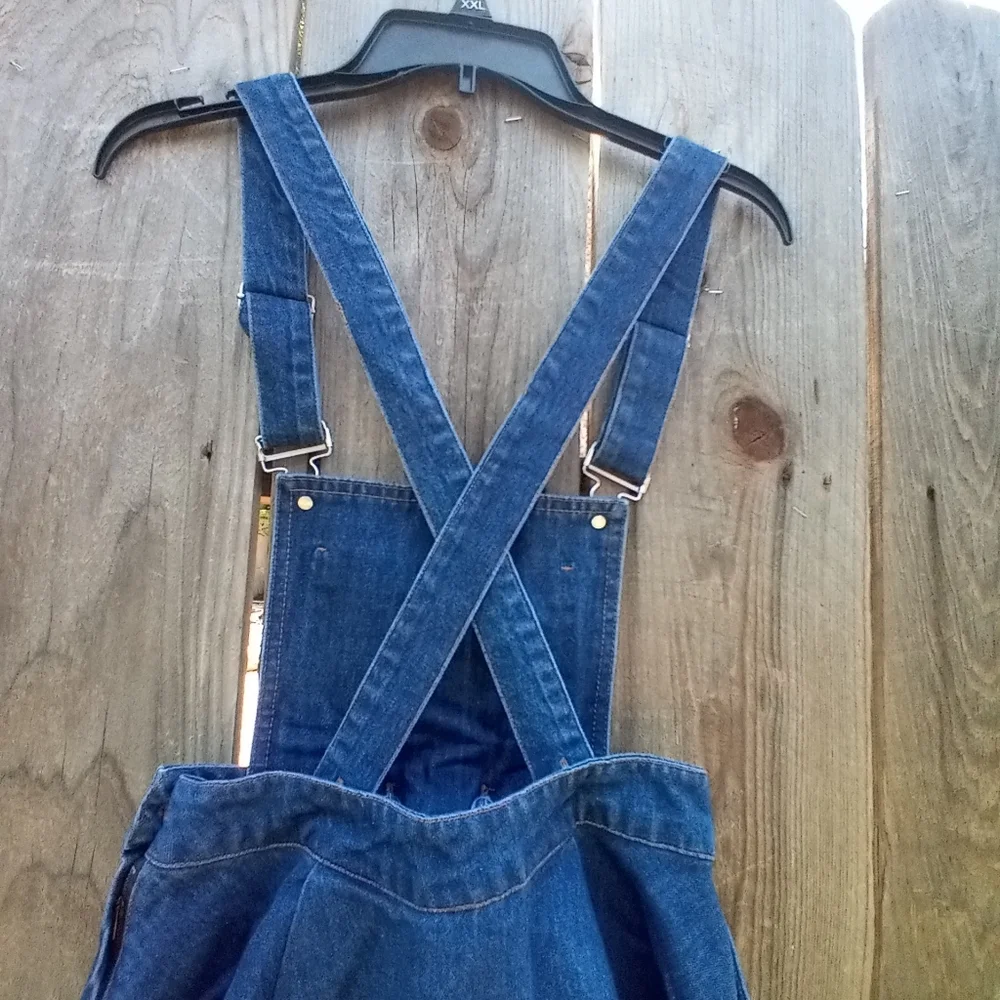 Y2K Vintage American Apparel Denim Bib Overall Skater Skirt S Non-Stretch Flared